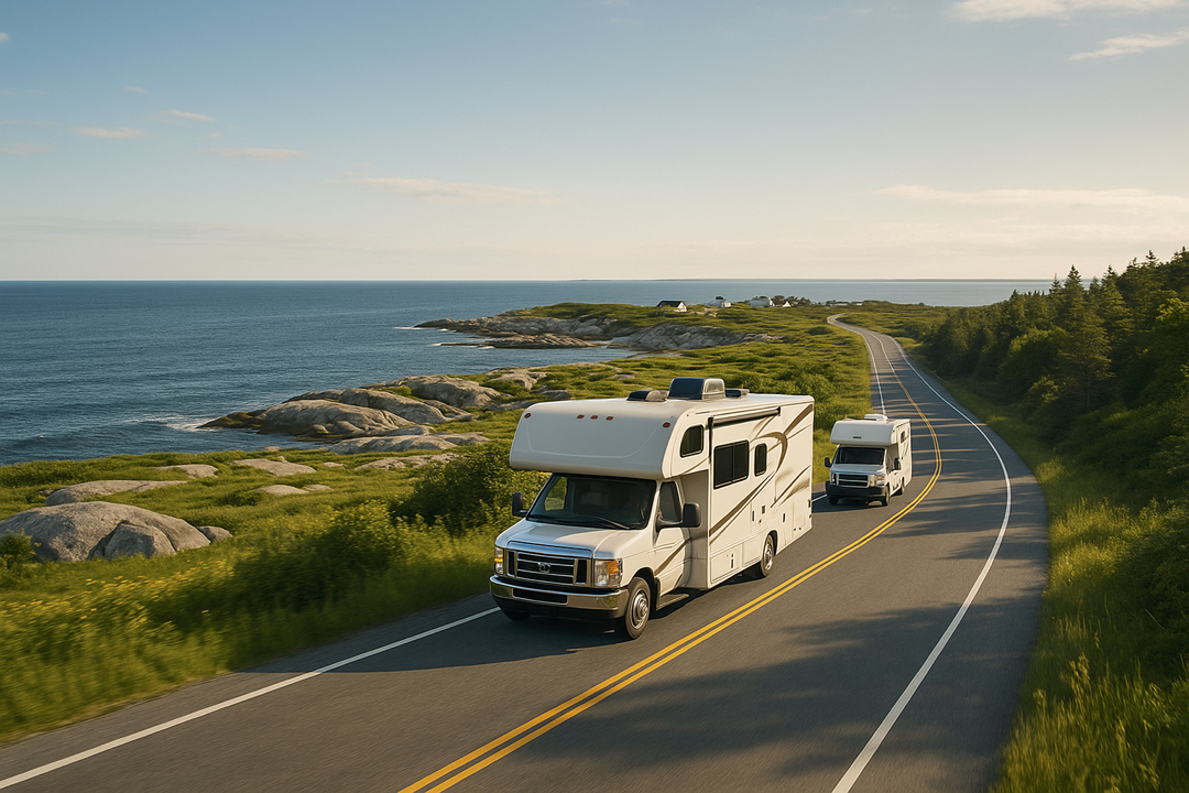 Un VR sur une route en Nouvelle-Écosse.